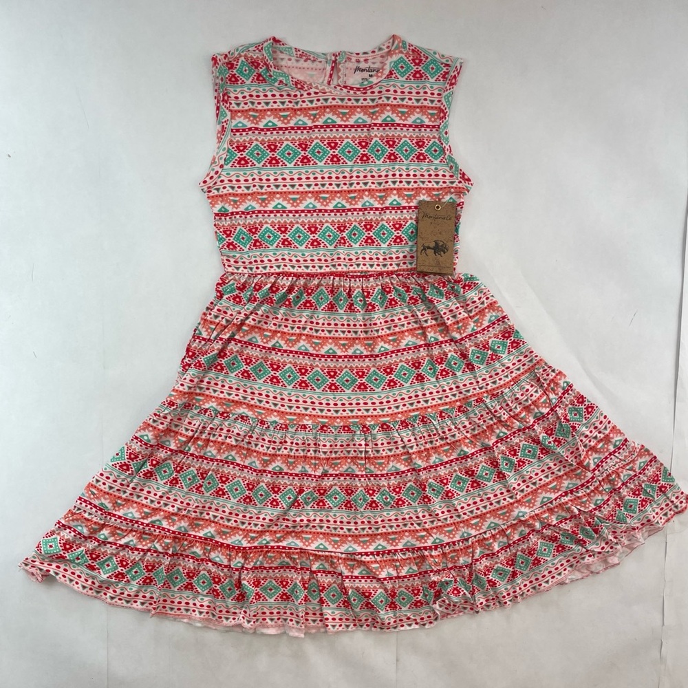 Montana Co Clothing Girls’ Aztec Print Dress Viscose Western Cowgirl Sz M NWT